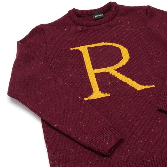 Harry Potter Mens Ron Weasley R Knitted Christmas Sweater / Red/Yellow - Picture 5 of 5